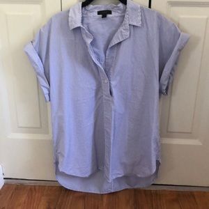 Jcrew blue and white striped popover